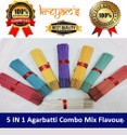Kreyam's Dhup Batti Agarbatti Incense Sticks 5 in 1 flavor mix Imegica, Mogara, Pineapple, Royal, Woods Combo 225 Sticks Pooja Items