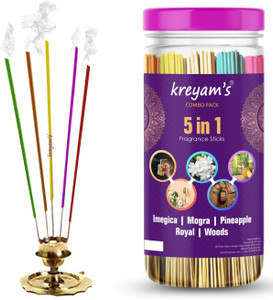 kreyams premium natural incense sticks agarbatti imegica mogara pineapple royal woods combo 225 sticks pooja items