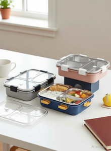 KRIANANSH Leak Proof 3 compartment Stainless Steel