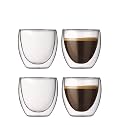 KRIFA Glass Coffee or Tea Mugs Drinking Glasses 2.7 OZ Double Wall Thermal Insulated Cups, Espresso Latte Cappuccino Stackable Glassware 170ML (1)