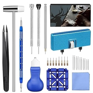 kriq 28 in 1 watch repair tool set watch battery replacement amp watch band adjustment amp watch cleaning set watch wrench back remover watch case opener watch link removal tool