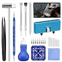 KRIQ 28 in 1 Watch Repair Tool set, Watch Battery Replacement & Watch Band Adjustment & Watch Cleaning Set Watch Wrench Back Remover, Watch Case Opener, Watch Link Removal Tool.