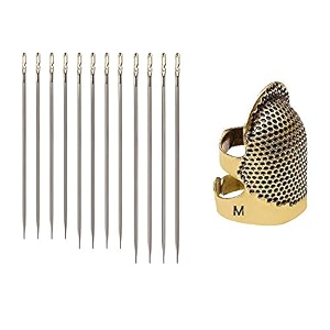 combo of self threading needlespack of 12 amp brass thimble 1 medium