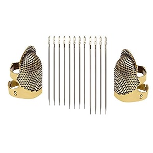 combo of self threading needlespack of 12 amp brass thimble 2 small