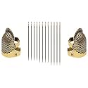 Combo of Self Threading Needles(Pack of 12) &amp; Brass Thimble (2, Medium)
