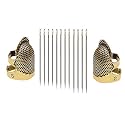 Combo of Self Threading Needles(Pack of 12) &amp; Brass Thimble (2, Small)