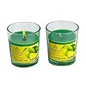 Soy Wax Fresh Lemon Scented Glass Candles for Room Decoration, Festival, Candle Night Dinner &amp; Birthday.(Pack of 2, Green) 45 g Each