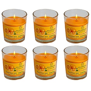 soy wax mandarin scented glass candles for room decoration festival candle night dinner amp birthdaypack of 6 orange 45 g each