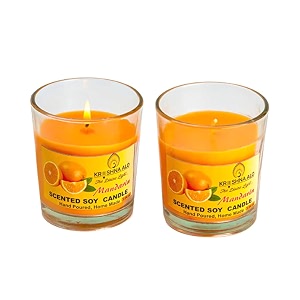 soy wax mandarin scented glass candles for room decoration festival candle night dinner amp birthdaypack of 2 orange 45 g each