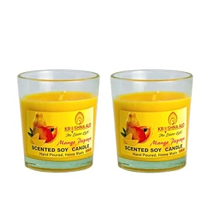 soy wax mango papaya scented glass candles for room decoration festival candle night dinner amp birthdaypack of 2 yellow 45 g each