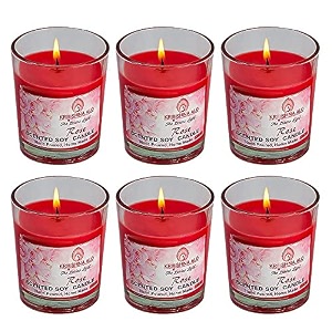 soy wax rose scented glass candles for room decoration festival candle night dinner amp birthdaypack of 6 pink 45 g each