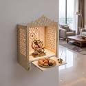 Krishna Mandir Metal Wall Mounted Pooja Mandir