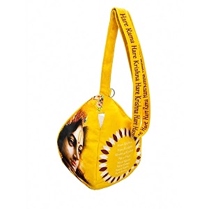 krishna printed gomukhi japa mala bag with zip pocket cotton chanting bag for mantra jaap tulsirudraksha mala storagecolorful mustard