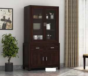 krishna wood decor solid sheesham wood kitchen cabinet with multiple shelves for kitchen storage  solid wood kitchen cabinet