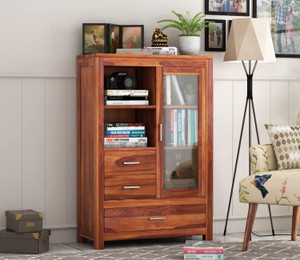 krishna wood decor solid sheesham wood kitchen cabinet with multiple shelves for kitchen storage  solid wood kitchen cabinet