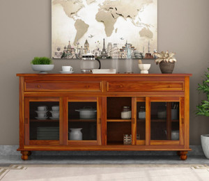 krishna wood decor solid sheesham wood kitchen cabinet with multiple shelves for kitchen storage  solid wood kitchen cabinet