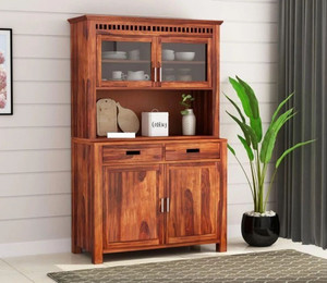 krishna wood decor solid sheesham wood kitchen cabinet with multiple shelves for kitchen storage  solid wood kitchen cabinet