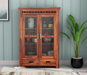 krishna wood decor solid sheesham wood kitchen cabinet with multiple shelves for kitchen storage  solid wood kitchen cabinet finish color - honey lenoy pre-assembled