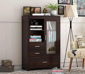 krishna wood decor solid sheesham wood kitchen cabinet with multiple shelves for kitchen storage  solid wood kitchen cabinet