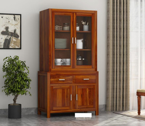 krishna wood decor solid sheesham wood kitchen cabinet with multiple shelves for kitchen storage  solid wood kitchen cabinet