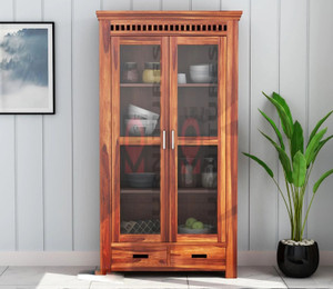 krishna wood decor solid sheesham wood kitchen cabinet with multiple shelves for kitchen storage  solid wood kitchen cabinet
