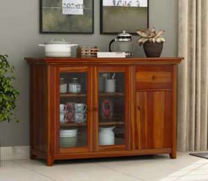 krishna wood decor solid sheesham wood kitchen cabinet with multiple shelves for kitchen storage  solid wood kitchen cabinet