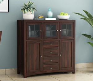 krishna wood decor solid sheesham wood kitchen cabinet with multiple shelves for kitchen storage  solid wood kitchen cabinet