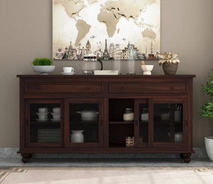 krishna wood decor solid sheesham wood kitchen cabinet with multiple shelves for kitchen storage  solid wood kitchen cabinet