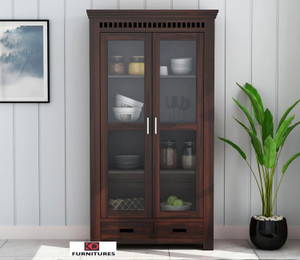 krishna wood decor solid sheesham wood kitchen cabinet with multiple shelves for kitchen storage  solid wood kitchen cabinet