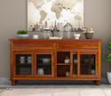Krishna Wood Decor Solid Sheesham Wood Kitchen Cabinet With Multiple Shelves For Kitchen/ Storage | Solid Wood Kitchen Cabinet
