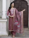 KrishnaTax Embroidered Kurta Palazzo Dupatta Set