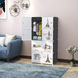 KriShyam 8-Cube Door Storage Organizer Modular Bookcase