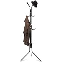 KRISHYAM Coat Rack with 12 Hooks, 5.6ft Metal Coat Rack Freestanding, Cloth Stand Coat Tree Hats Hanger Holder for Purse, Scarf Rack, Jacket, Umbrella Tree Stand (BLACK)