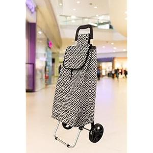 krishyam foldable shopping trolley cart shopping trolley bag and removable bag with handle and 2 wheels for groceriesfruits amp vegetables cartbasket 2 wheel white print