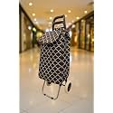 KriShyam® Foldable Shopping Trolley cart Shopping Trolley Bag and Removable Bag with Handle and 2 Wheels for Groceries,Fruits &amp; Vegetables cart/Basket (2 Wheel Black Print)