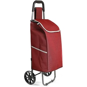 krishyam foldable shopping trolley cart with wheels and removable bag 2 wheel black