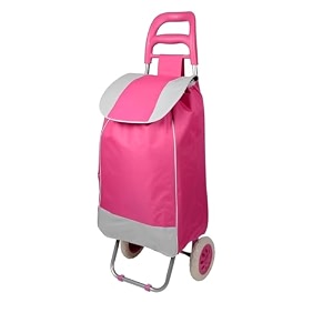 krishyam foldable shopping trolley cart with wheels and removable bag 2 wheel pink
