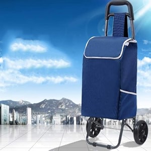 krishyam foldable shopping trolley cart with wheels and removable bag 2 wheel black