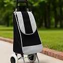 KRISHYAM Foldable Shopping Trolley Cart with Wheels and Removable Bag (2 Wheel Black)