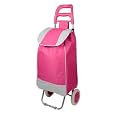 KRISHYAM Foldable Shopping Trolley Cart with Wheels and Removable Bag (2 Wheel Pink)