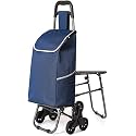KriShyam® Heavy Duty Folding Shopping Trolley Cart | Portable Grocery Cart with Wheels | Durable Fabric Bag with Large Capacity | Lightweight &amp; Easy to Carry (2 Wheel Navy)