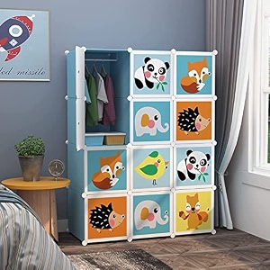 krishyam portable closet wardrobe cube wardrobe for hanging clothes modular cabinet for space saving ideal storage organizer cube for books toys towels animal print