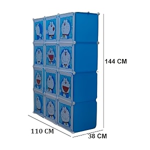 krishyam portable closet wardrobe cube wardrobe for hanging clothes modular cabinet for space saving ideal storage organizer cube for books toys towels doremon print