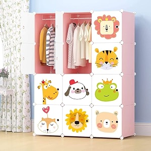 krishyam portable closet wardrobe cube wardrobe for hanging clothes modular cabinet for space saving ideal storage organizer cube for books toys towels pink