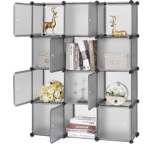 krishyam portable closet wardrobe cube wardrobe for hanging clothes modular cabinet for space saving ideal storage organizer cube for books toys towels black transparent
