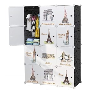 krishyam portable closet wardrobe cube wardrobe for hanging clothes modular cabinet for space saving ideal storage organizer cube for books toys towels tower print