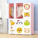 KRISHYAM Portable Closet Wardrobe Cube Wardrobe for Hanging Clothes, Modular Cabinet for Space Saving, Ideal Storage Organizer Cube for Books, Toys, Towels (Pink)