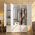 KRISHYAM Polypropylene Portable Modular Closet Wardrobe, Space-Saving Cube Organizer for Hanging Clothes, Books, Toys, and Towels (White)