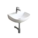 Kriss Kross Ceramic Wall‑Hung Wash Basin | Space‑Saving Wall‑Mounted Washbasin for Bathroom &amp; Living Room | Super‑Gloss White, Single Tap Hole Bathroom Sink| Modern Compact Basin
