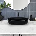 KrissKross Black Table top Wash Basin/Glossy Finish/Counter top/Table top Bathroom Sink/Super Black Color For Bathroom &amp; Living Room- Bravo